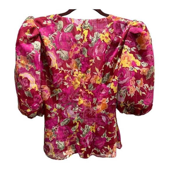 Revolve LPA Puff Sleeves Floral Blouse Size S - Picture 5 of 6